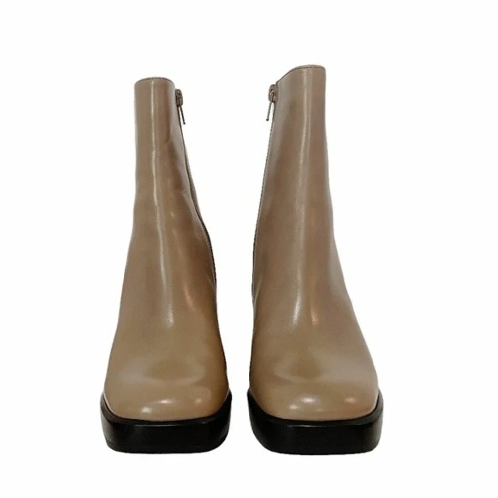 NEW Jeffrey Campbell Retro 70s Platform Boot Taupe Beige & Black Leather Size 8 - Picture 7 of 13